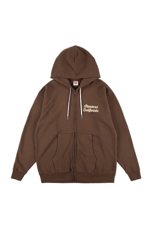 SD US Cotton Script Logo Zip Hood Sweat - GRAY