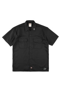 HTC Dickies S/S Work Shirt #Flower Stone - BLACK