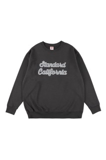 SD US Cotton Script Logo Crew Sweat - BLACK
