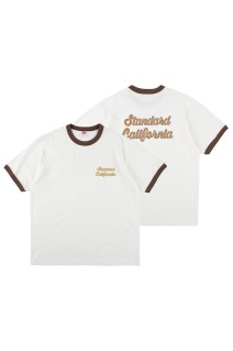 SD US Cotton Script Logo Ringer T - WHITE/BLACK