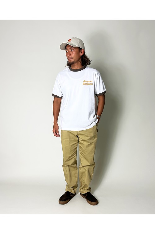 ホットなアイテム、ホットな節約 SD US Cotton Script Logo Ringer T - WHITE/BROWN | セレクト トップス