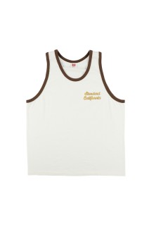 SD US Cotton Script Logo Ringer Tank - WHITE/BLACK