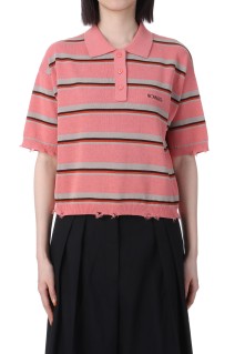 NL BORDER GRUNGE MINI POLO KNIT -PEACH (112510130170)