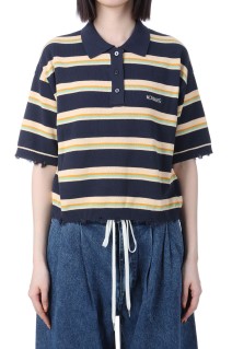 NL BORDER GRUNGE MINI POLO KNIT -PEACH (112510130170)