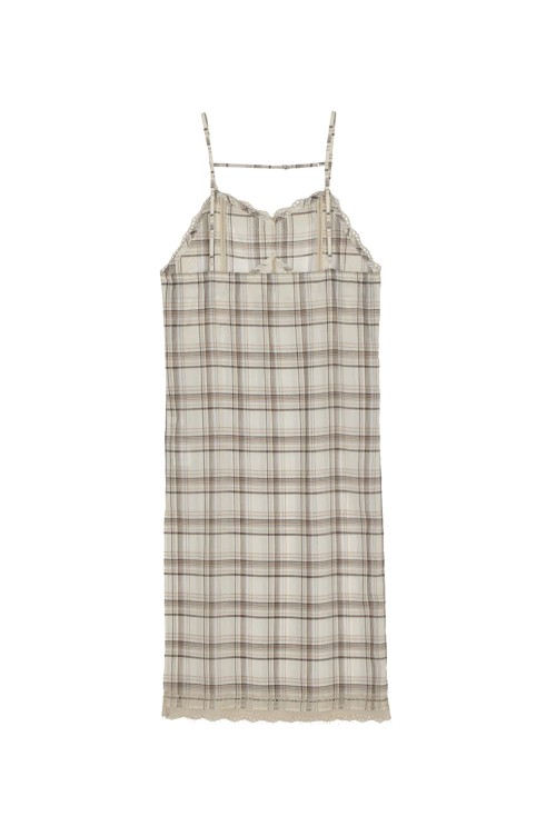 NOUNLESS／ SHEER CHECK LONG CAMISOLE SHEER CHECK LONG CAMISOLE – NOUNLESS