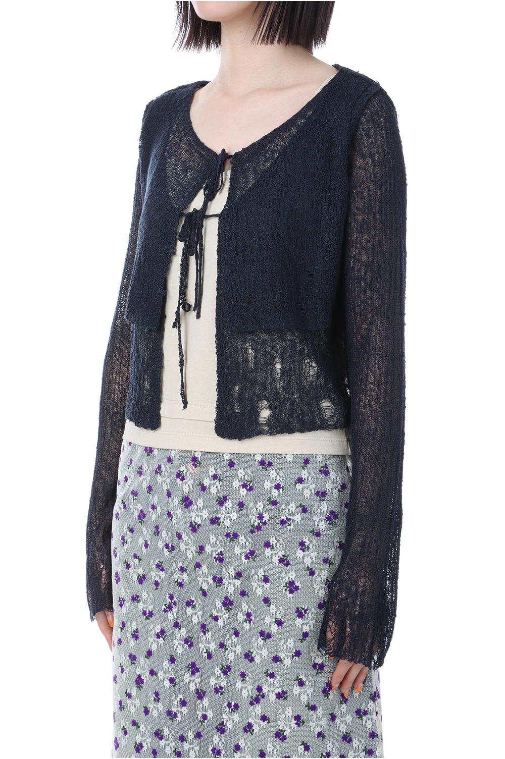 【新品】PERVERZE Double Sheer Cardigan black セール】Double Sheer Cardigan（カーディガン/ボレロ