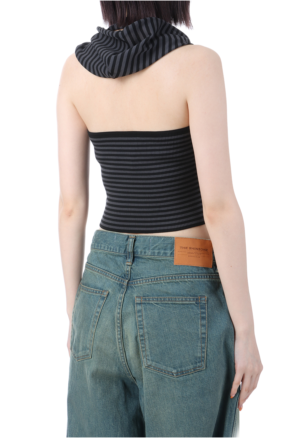 トップス PERVERZE Cropped Hoodie Knit Top Border Cropped Hoodie Knit Top/Black｜PERVERZE | パーバーズの公式