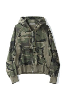 PANELLED ZIP UP HOODIE - WOODLAND (NF251T02)