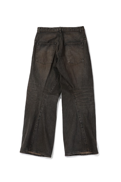 3D TWISTED WIDE LEG JEANS - MUD FADED BLACK (NF251P14A) | セレクト
