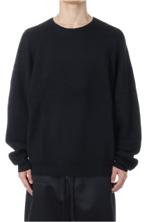 Waffle Long Sleeve Crewneck Sweater / Jet Black (192SP256160F)