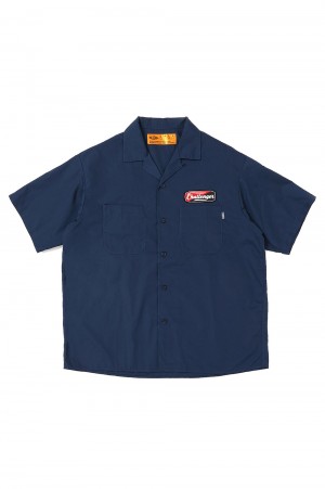 S/S PATCHED WORK SHIRT / NAVY (CLG-SH 025-003)