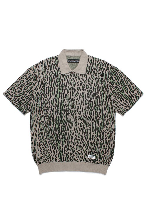 LEOPARD KNIT POLO SHIRT ( TYPE-2 ) / GRAY (25SS-WMK-KN23