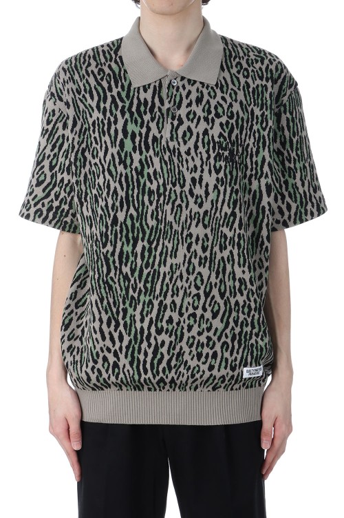 LEOPARD KNIT POLO SHIRT ( TYPE-2 ) / GRAY (25SS-WMK-KN23