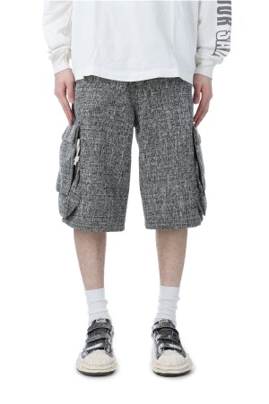 Tweed Purse Cargo Shorts / Black (PD25SS_PT06)