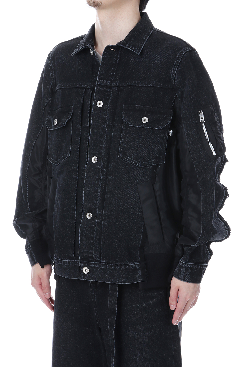 Denim x Nylon Twill Jacket - BLACK 001 (SCM-204) | セレクト
