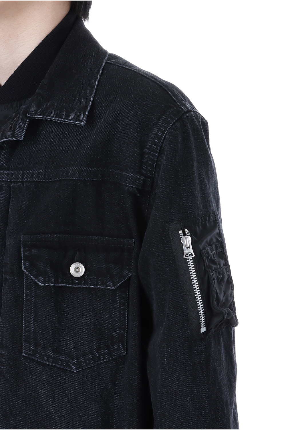 Denim x Nylon Twill Jacket - BLACK 001 (SCM-205) | セレクト