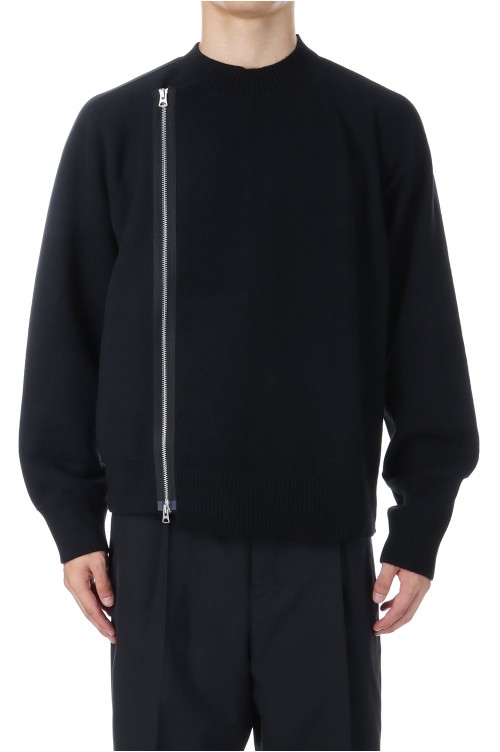Wool Knit x Sponge Sweat Blouson - BLACKxBLACK 002 (SCM-250