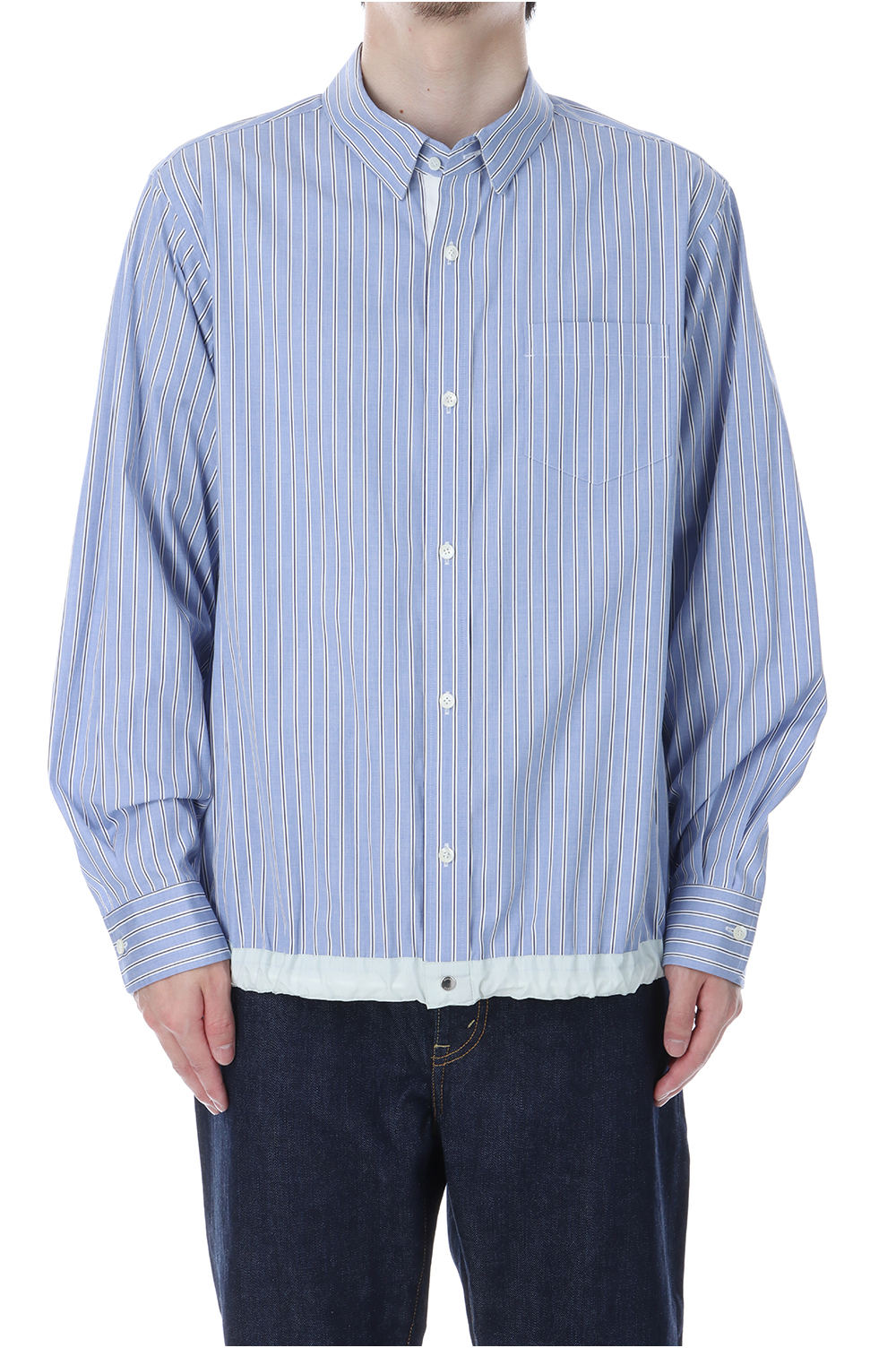 Cotton Poplin Shirt - L/BLUE STRIPE 458 (SCM-241) | セレクト