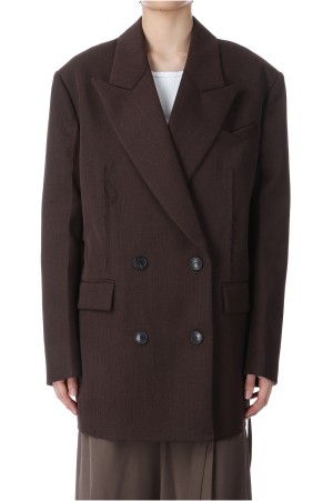 BELTED DOUBLE JACKET IN BROWN - BROWN (KM2411JK001M)