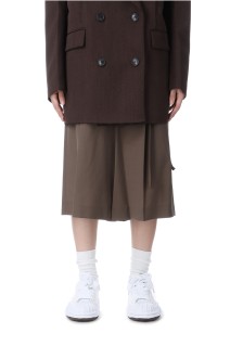 DOUBLE WAIST BERMUDA PANTS IN BROWN - BROWN (KM2434PT006M)