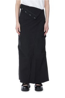WAIST FOLDOVER MAXI SKIRT IN BLACK - BLACK (KM2434SK004M)