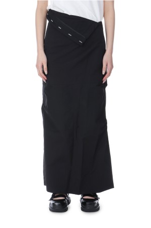 WAIST FOLDOVER MAXI SKIRT IN BLACK - BLACK (KM2434SK004M)