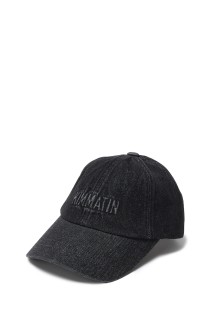 LOGO BRUSH DENIM BALL CAP IN BLACK - BLACK (KM2434HT002M)
