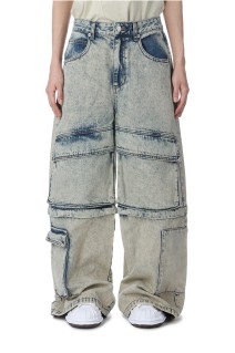 DETACHABLE CARGO DENIM PANTS IN BLUE - BLUE (KM2411DN002M)