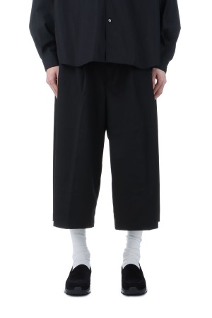 Comfort Merino Saxony Shin Cut Wide Easy Trousers / Black (CTE-25S109)