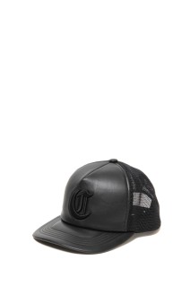Faux Leather 5 Panel Mesh Cap / BlackxBlack (CTE-25S507)