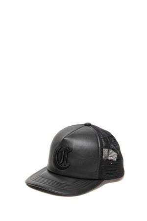 Faux Leather 5 Panel Mesh Cap / BlackxBlack (CTE-25S507)