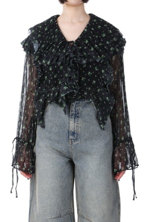 Ruffle Frill Blouse - BLACK (21251315704)