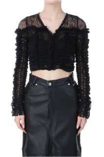 Lace Gathered Top - BLACK (31251316107)