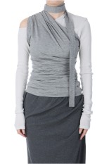 One-shoulder Layered Top - GRAY (31251415605)