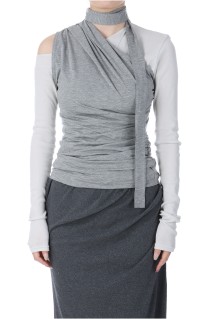 One-shoulder Layered Top - GRAY (31251415605)