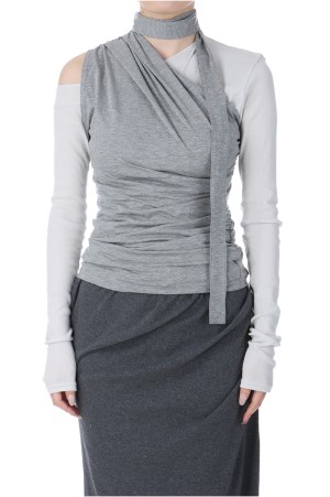 One-shoulder Layered Top - GRAY (31251415605)