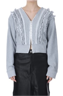 Frill Sweat Cardigan - GRAY (31251415801)
