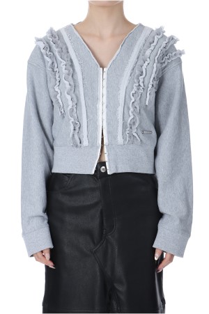 Frill Sweat Cardigan - GRAY (31251415801)