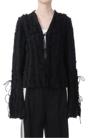 Fringe Jacquard Frill Cardigan - BLACK (31251315602)