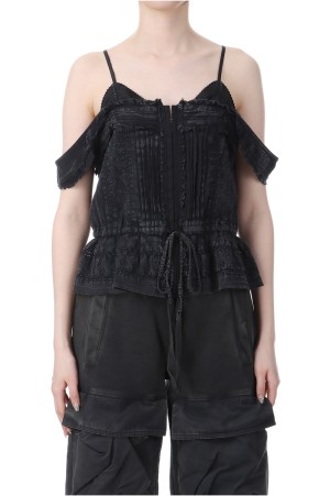 Pigmented Cotton Lace Bustier - BLACK (31251316101)