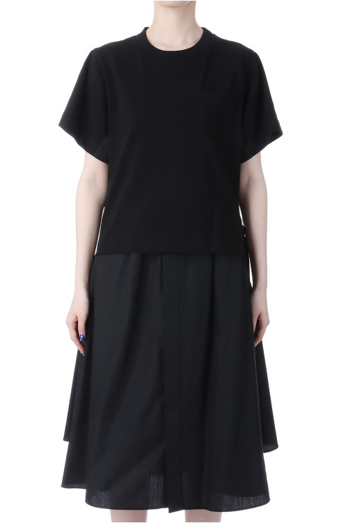 Cotton Poplin x Cotton Jersey Dress / BLACK 001 (SCW-270