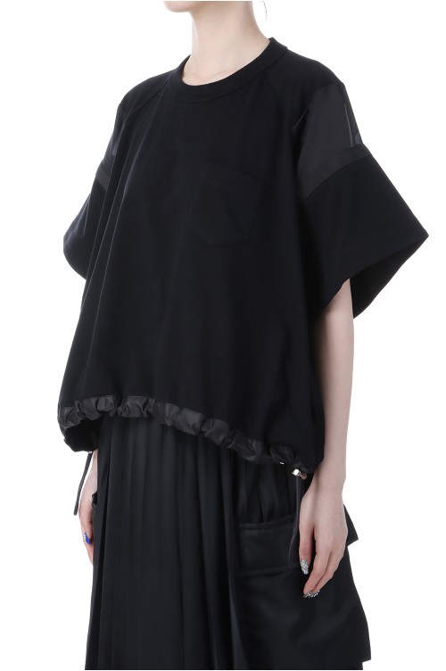 Satin x Cotton Jersey T-Shirt / BLACK×BLACK 002 (SCW-240