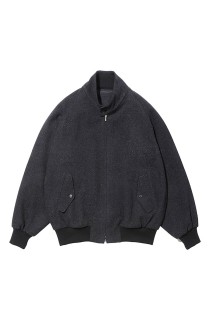 Silk Cashmere Tweed Harrington Jacket  - CHARCOAL (25AAP-01-19)
