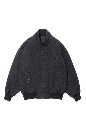 Silk Cashmere Tweed Harrington Jacket  - CHARCOAL (25AAP-01-19)