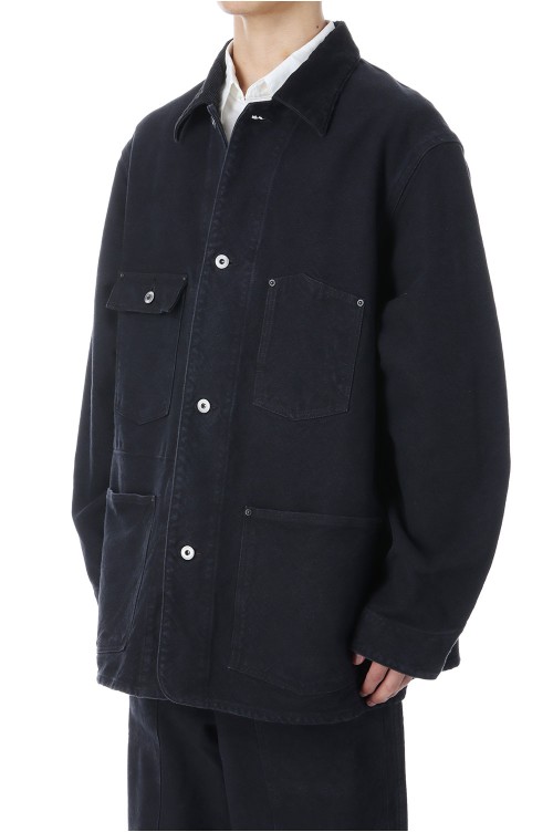 Vintage Silk Hemp Coverall Jacket - BLACK (25AAP-01-53
