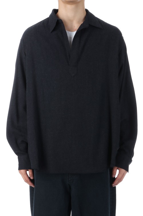 Wool Skipper Shirt - CHARCOAL (25AAP-02-11) | セレクトショップ