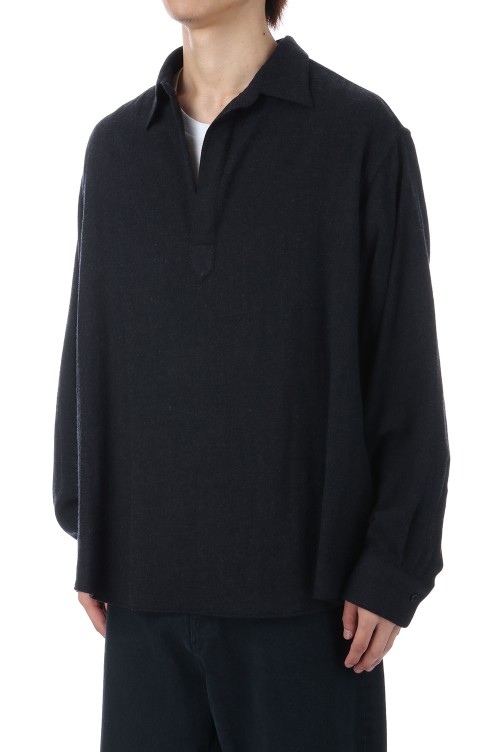 Wool Skipper Shirt - CHARCOAL (25AAP-02-11) | セレクトショップ