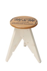 Stool Round -small- 天板マスタード焼印ロゴ黒プリント