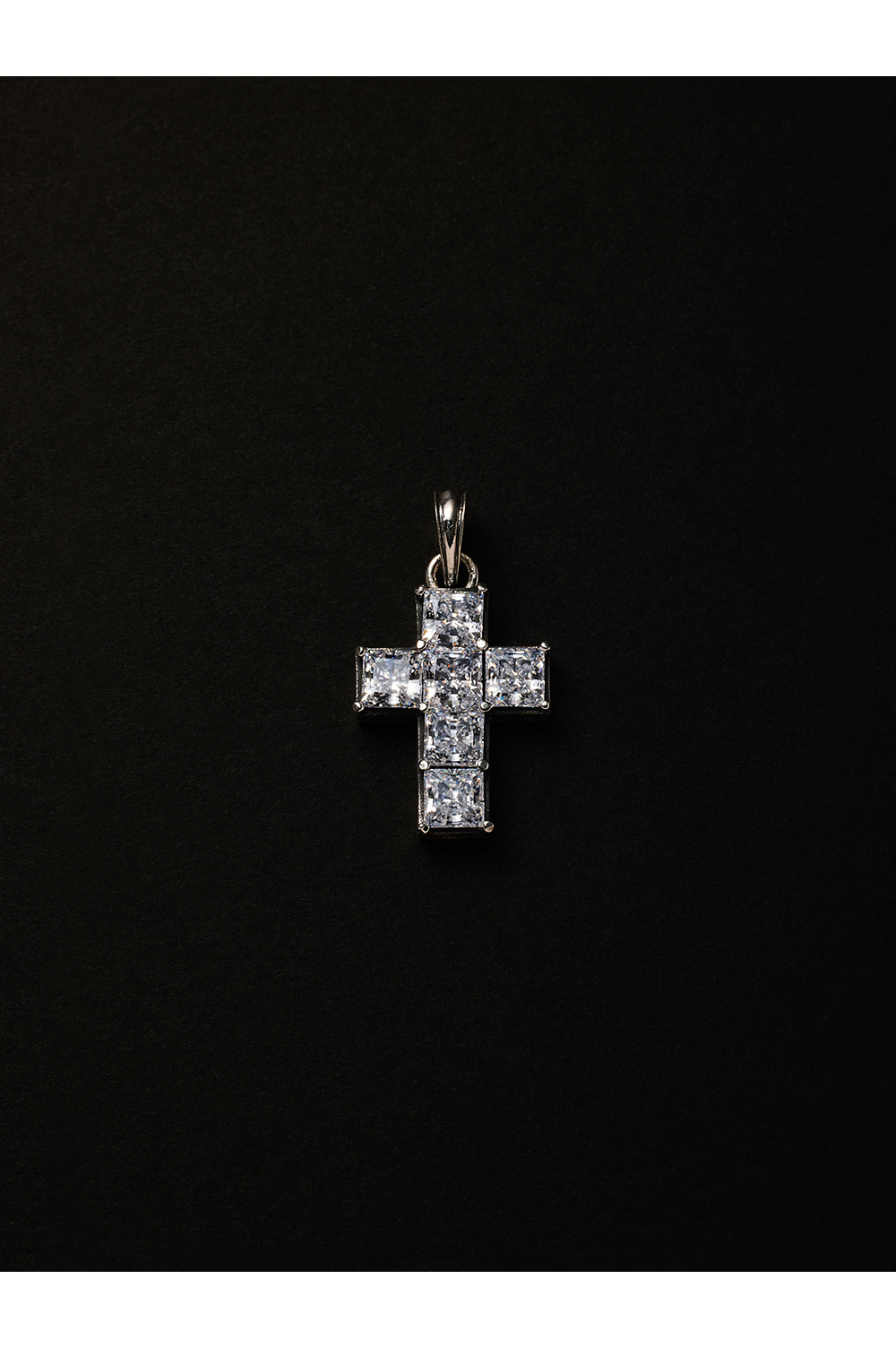 Engraved Square Cross Pendant(Silver) / Silver 950 x CZ (RX-918-1