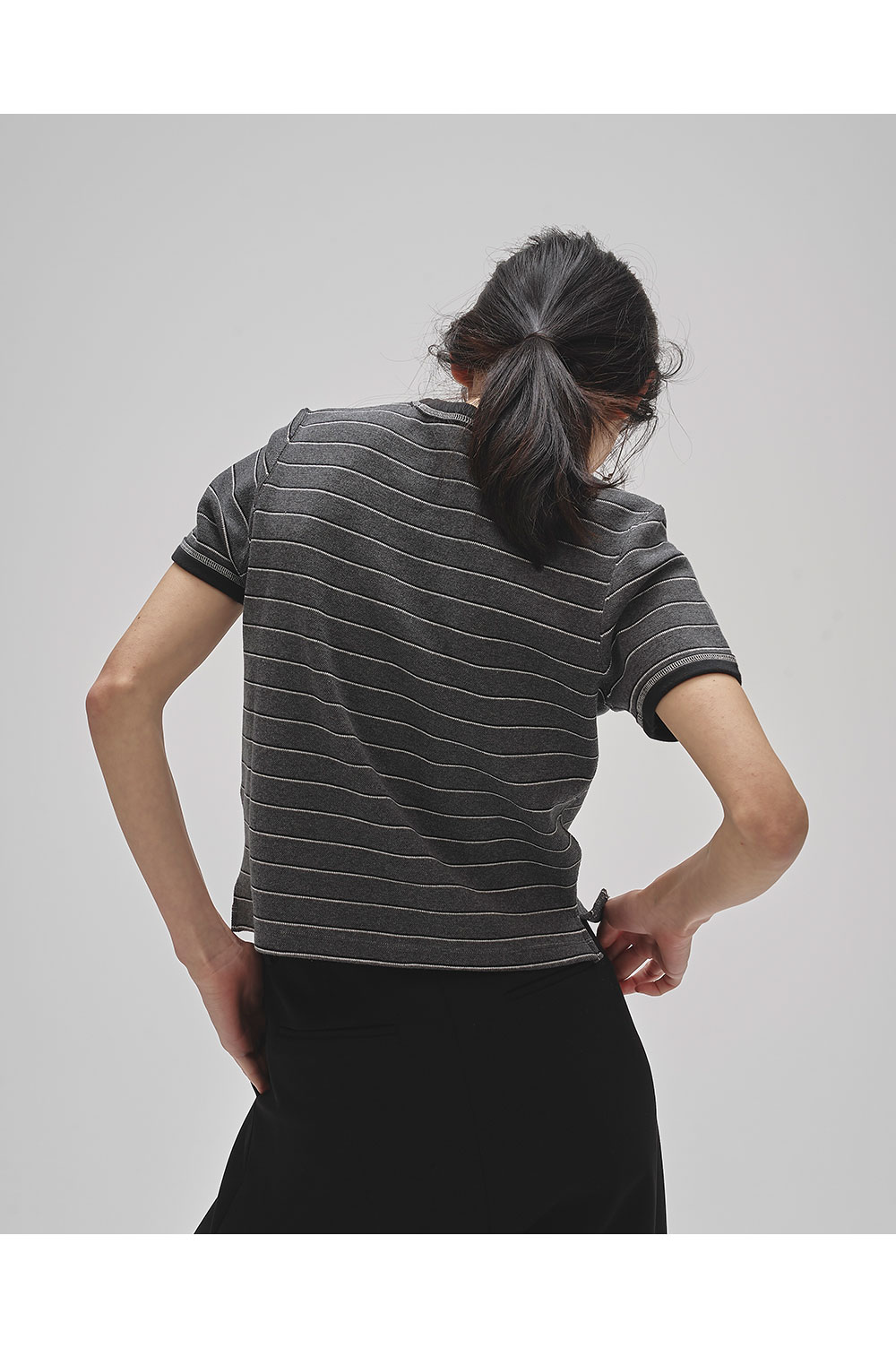 Border Ringer Tee - CHARCOAL GRAY (12520602) | セレクト